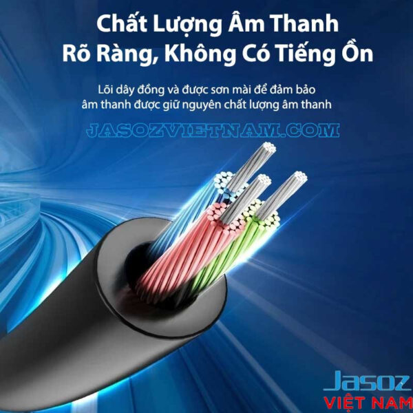 Cáp Nối Dài Audio 3.5mm Male To Female Jasoz C106 4 Cáp nối dài Audio 3.5mm Male to Female Jasoz C106 – Chất lượng âm thanh rõ ràng, không tiếng ồn – Lõi đồng nguyên chất 29AWG, vỏ PVC OD 3.5mm – SKU T-C166 1M, T-C167 1.5M, T-C169 3M, T-C170 5M