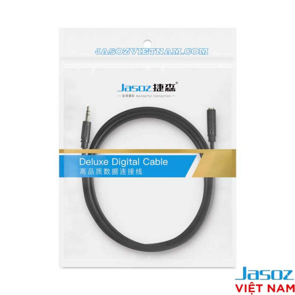Cáp Nối Dài Audio 3.5mm Male To Female Jasoz C106 8 Cáp nối dài Audio 3.5mm Male to Female Jasoz C106 – Bao bì đóng gói chính hãng Deluxe Digital Cable – Jack mạ vàng, đồng 29AWG, OD 3.5mm – SKU T-C166 1M, T-C167 1.5M, T-C169 3M, T-C170 5M