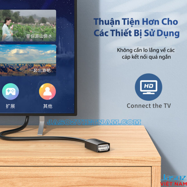 Cáp Nối Dài USB 3.0 Male to Female Cao Cấp Jasoz D114 11 Cáp USB 3.0 Nối Dài Jasoz D114 – Kết nối Smart TV, HD TV, mở rộng cổng USB, tốc độ 5Gbps, tiện lợi, chống nhiễu