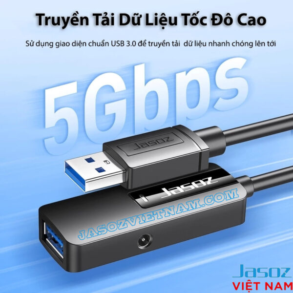 Cáp USB 3.0 Nối Dài Jasoz D116 – Tốc độ truyền tải 5Gbps, Chipset khuếch đại, lõi đồng chống nhiễu, hỗ trợ nhiều thiết bị ngoại vi