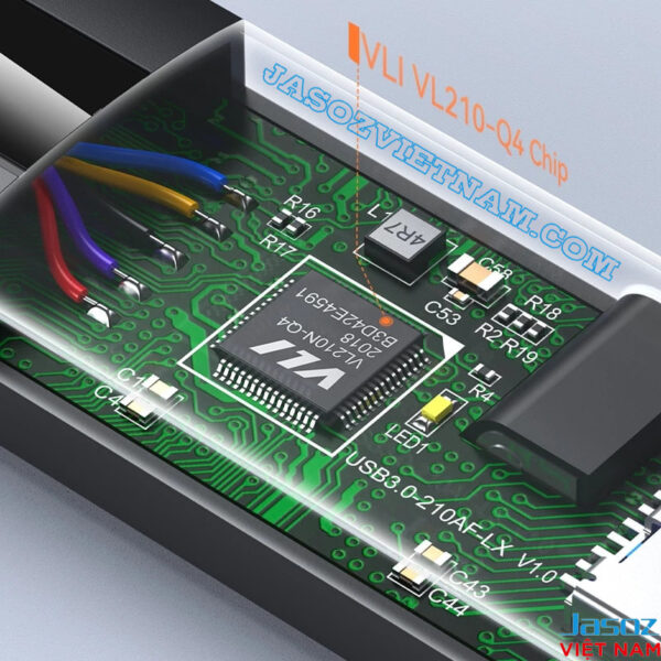 Chipset VLI VL210-Q4 trong cáp USB 3.0 Nối Dài Jasoz D116 – Khuếch đại tín hiệu, đảm bảo tốc độ 5Gbps, ổn định và chống nhiễu