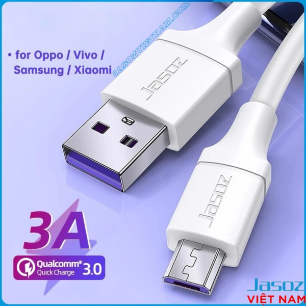 Cáp Micro USB Jasoz D112 hỗ trợ sạc nhanh 3A Qualcomm Quick Charge 3.0 - tương thích Oppo, Vivo, Samsung, Xiaomi
