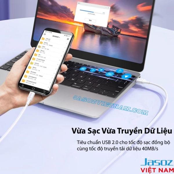 Cáp Micro USB Jasoz D112 hỗ trợ vừa sạc vừa truyền dữ liệu - tốc độ 40MB/s chuẩn USB 2.0
