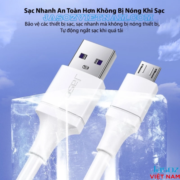 Cáp Micro USB Jasoz D112 sạc nhanh an toàn, không bị nóng, tự ngắt khi quá tải