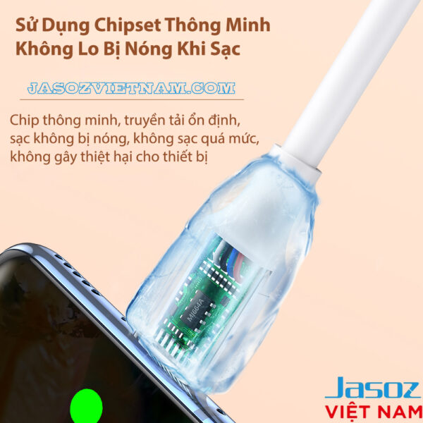 Cáp sạc nhanh Jasoz D117 USB-A to USB-C 6A 66W tích hợp chipset thông minh chống nóng khi sạc