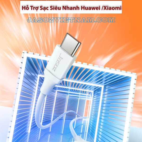 Cáp sạc nhanh USB to Type-C Jasoz D117 6A 66W hỗ trợ Huawei Xiaomi, dòng điện 6A ổn định