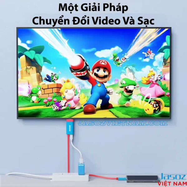 Cáp Type C sang HDMI Jasoz T-H119 hỗ trợ 4K@60Hz và PD 100W – giải pháp chuyển đổi video và sạc cùng lúc