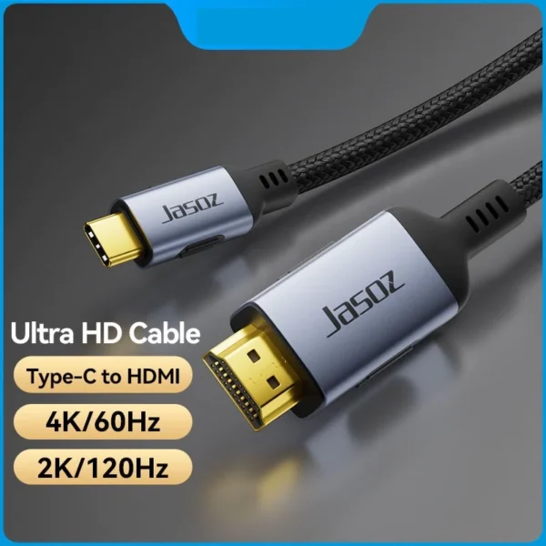Cáp USB-C Sang HDMI Hỗ Trợ 4K@60Hz Vỏ Hợp Kim Nhôm Jasoz H102 ( T-H102 ) 1 Cáp USB-C sang HDMI Jasoz H102 4K@60Hz / 2K@120Hz – hỗ trợ MacBook, Laptop, iPad, Smartphone, TV, Máy chiếu | SKU Jasoz T-H133, T-H134, T-H102, T-H135