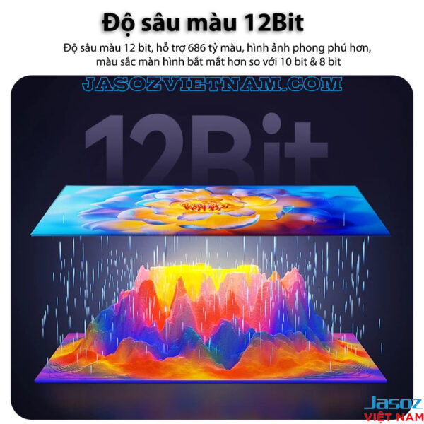 Cáp USB-C to DisplayPort Jasoz T-A397 hỗ trợ độ sâu màu 12Bit – hiển thị 686 tỷ màu, màu sắc phong phú hơn 10bit & 8bit