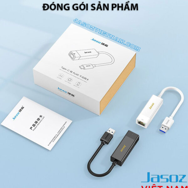 Đóng gói sản phẩm Cáp USB 3.0 to LAN RJ45 Gigabit 1000Mbps Jasoz T-F109 Full Box Chính Hãng