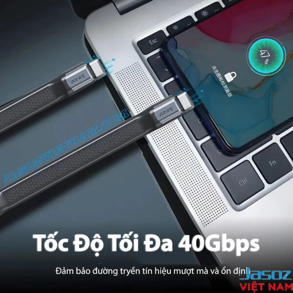 Cáp Sạc C to C USB4 Dài 13CM Hỗ Trợ 8K@60Hz, Truyền Dữ Liệu 40Gbps, Sạc 240W Cao Cấp Jasoz T-D223 5 Cáp USB4 Jasoz T-D223 tốc độ 40Gbps, truyền dữ liệu siêu nhanh cho laptop, MacBook Pro, điện thoại USB-C và thiết bị Thunderbolt 3