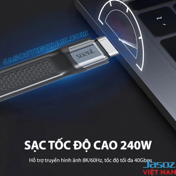 Cáp Sạc C to C USB4 Dài 13CM Hỗ Trợ 8K@60Hz, Truyền Dữ Liệu 40Gbps, Sạc 240W Cao Cấp Jasoz T-D223 6 Cáp USB-C to USB-C USB4 Jasoz T-D223 hỗ trợ sạc nhanh 240W, truyền dữ liệu 40Gbps và xuất hình ảnh 8K@60Hz