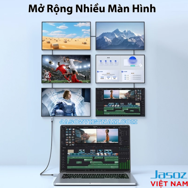Cáp USB-C 3.2 Hỗ Trợ 4K@60Hz Tốc Độ Truyền Tải 20Gbps Công Suất Sạc 240W Jasoz D120 11 Cáp USB4 Jasoz D119 hỗ trợ mở rộng nhiều màn hình, độ phân giải 8K@60Hz, tốc độ truyền 40Gbps, sạc nhanh 240W.