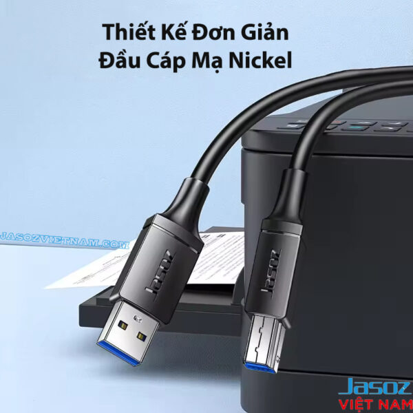 Cáp USB-B to USB 3.0 Jasoz D113 đầu cáp mạ Nickel - kết nối máy in, máy quét, HDD Box, ổ cứng ngoài - SKU T-D170 0.5M, T-D171 1M, T-D172 1.5M, T-D173 2M, T-D174 3M