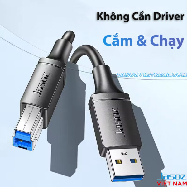 Cáp USB-B to USB 3.0 Jasoz D113 Plug & Play - Không cần driver, cắm và chạy - SKU T-D170 0.5M, T-D171 1M, T-D172 1.5M, T-D173 2M, T-D174 3M