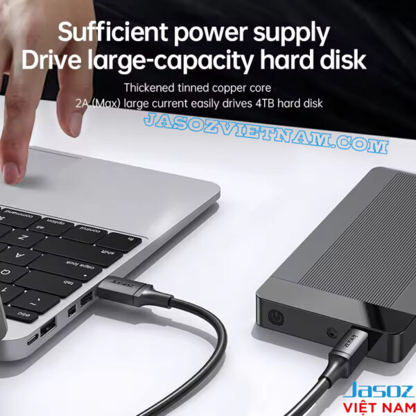 Cáp USB-B to USB 3.0 Jasoz D113 cấp nguồn ổn định 2A - hỗ trợ ổ cứng dung lượng lớn 4TB, HDD Box, máy in - SKU T-D170 0.5M đến T-D174 3M