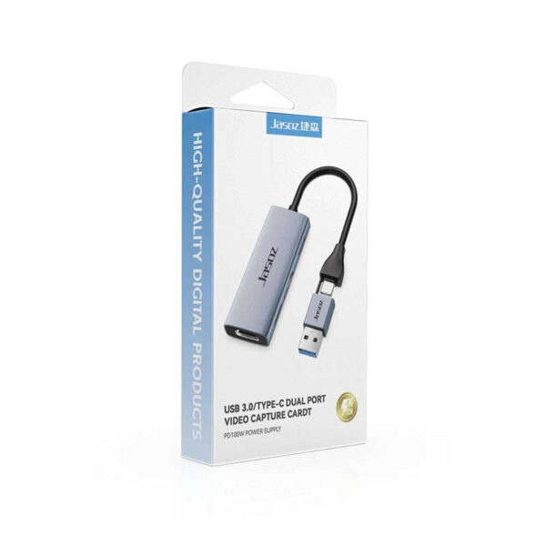 Hộp sản phẩm Jasoz T-G190 HDMI Video Capture Card USB 3.0 Type-C PD100W Hỗ Trợ 4K 60Hz ra 1080p 60Hz