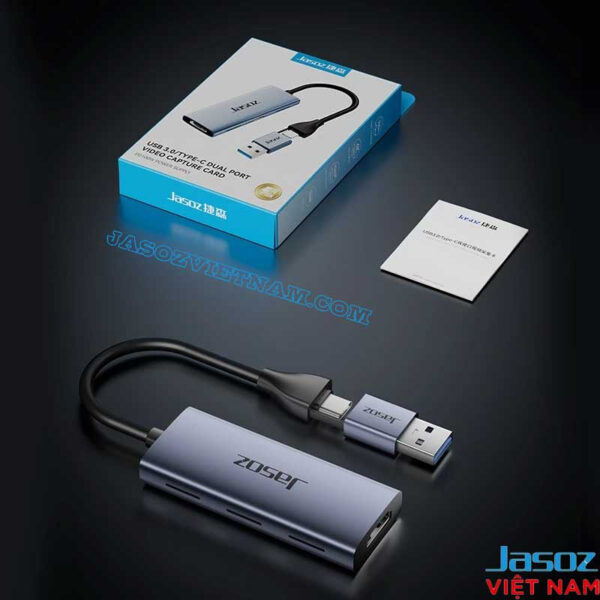 Card ghi hình HDMI sang USB A/Type-C Jasoz T-G190 kèm hộp và phụ kiện