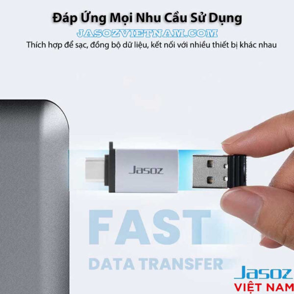 Đầu OTG USB-C sang USB 3.0 Jasoz T-G162 hỗ trợ OTG, truyền dữ liệu nhanh, vỏ nhôm cao cấp