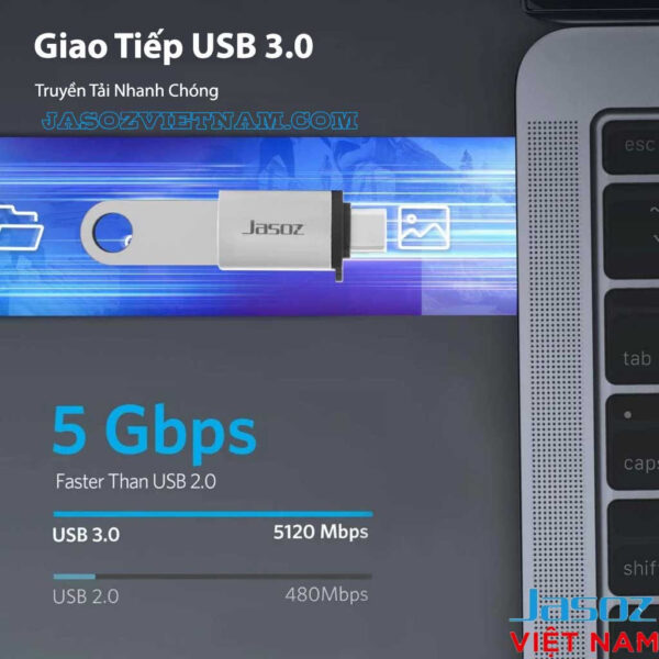 Đầu OTG USB-C sang USB 3.0 Jasoz T-G162 tốc độ truyền tải 5Gbps nhanh gấp 10 lần USB 2.0