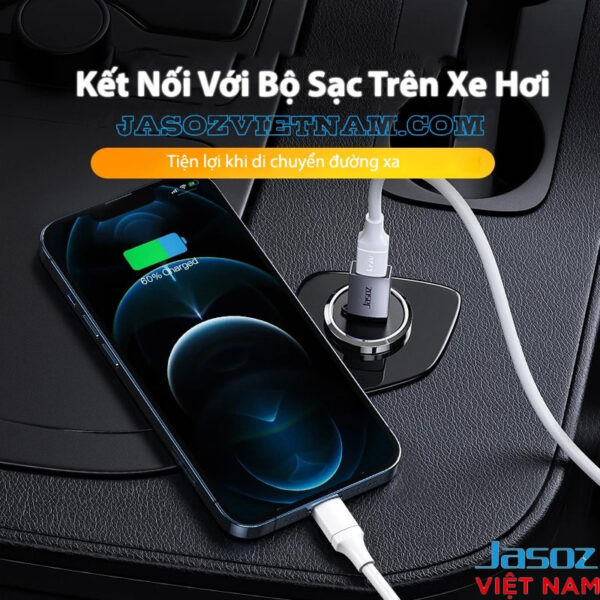 Đầu Chuyển USB 3.2 Gen 2 Sang USB Type C Tốc Độ 10Gbps Vỏ Nhôm Jasoz T-G174 6 Đầu chuyển USB 3.0 sang USB-C Jasoz T-G160 kết nối bộ sạc trên xe hơi, hỗ trợ sạc nhanh PD tiện lợi khi di chuyển