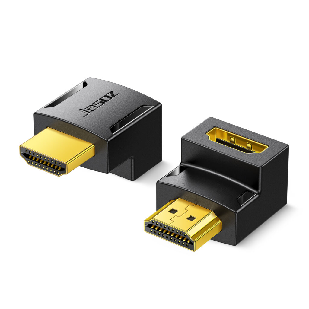 Đầu nối HDMI vuông góc bẻ xuống Jasoz T-G154 hỗ trợ 4K/60Hz, đầu mạ vàng
