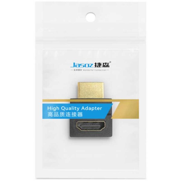 Đầu Nối HDMI Vuông Góc Male To Female Bẻ Lên Jasoz T-G153 1 Đầu nối HDMI vuông góc bẻ lên 90 độ Jasoz T-G153 hỗ trợ 4K/60Hz, đầu mạ vàng chống oxy hóa