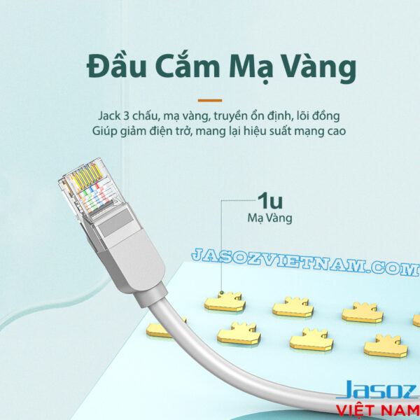 Dây Cáp Mạng Cat 5E Bấm Sẵn 2 Đầu Jasoz E120 2 Dây cáp mạng Cat 5E Jasoz E120 bấm sẵn 2 đầu RJ45, đầu cắm mạ vàng 1U chống oxy hóa, truyền tín hiệu ổn định. SKU: T-E213 0.5M, T-E214 1M, T-E215 1.5M, T-E216 2M, T-E217 3M, T-E218 5M, T-E219 10M, T-E220 15M, T-E221 20M, T-E222 25M, T-E223 30M.