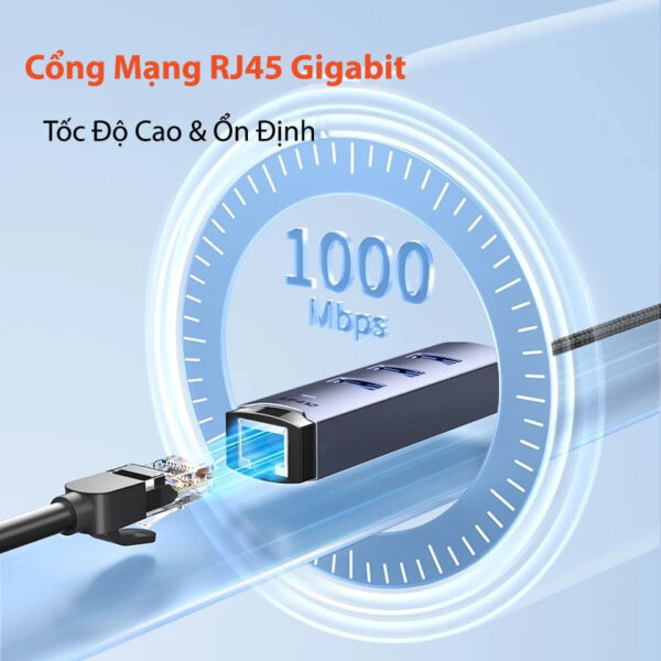 Bộ Chuyển USB-C Sang LAN 1Gbps Kèm 3 Cổng USB 3.0 Vỏ Nhôm Cao Cấp Jasoz T-F137 2 Bộ Chuyển USB Sang LAN RJ45 Gigabit 1000Mbps Jasoz T-F136 F114 Kèm 3 Cổng USB 3.0 Tốc Độ Cao