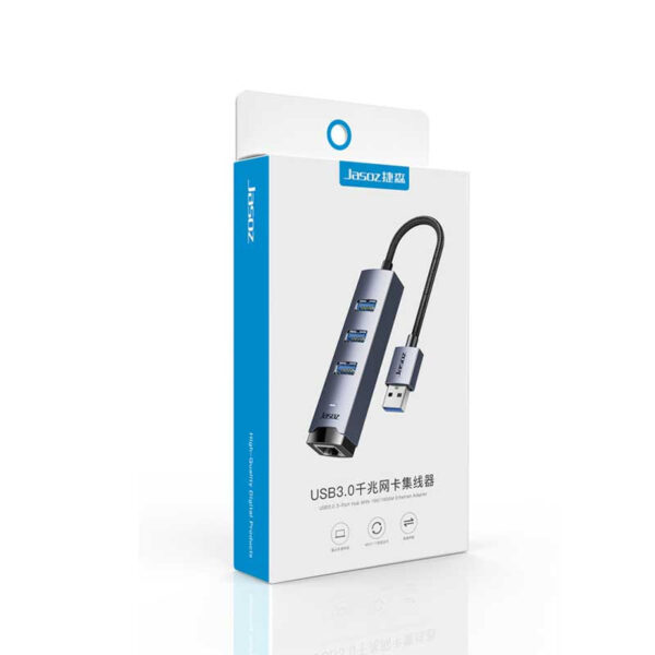 Bộ Chuyển USB Sang LAN 1Gbps Kèm 3 Cổng USB 3.0 Vỏ Nhôm Cao Cấp Jasoz T-F136 ( Dual USB 3.0 + USB-C ) 10 Bộ Chuyển Đổi USB Sang Cổng Mạng RJ45 1Gbps Kèm 3 Cổng USB 3.0 Thiết Kế Vỏ Nhôm Jasoz T-F136