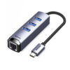Cáp chuyển USB-C sang LAN 1Gbps kèm 3 cổng USB 3.0 Jasoz T-F137 vỏ nhôm cao cấp