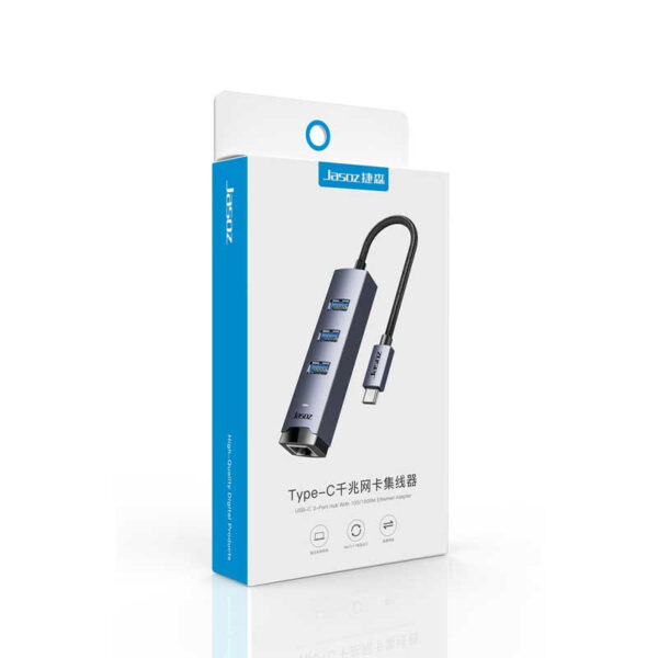 Bộ Chuyển USB-C Sang LAN 1Gbps Kèm 3 Cổng USB 3.0 Vỏ Nhôm Cao Cấp Jasoz T-F137 8 Hộp sản phẩm Jasoz T-F137 – Bộ chuyển USB-C sang LAN 1Gbps kèm 3 cổng USB 3.0 vỏ nhôm cao cấp