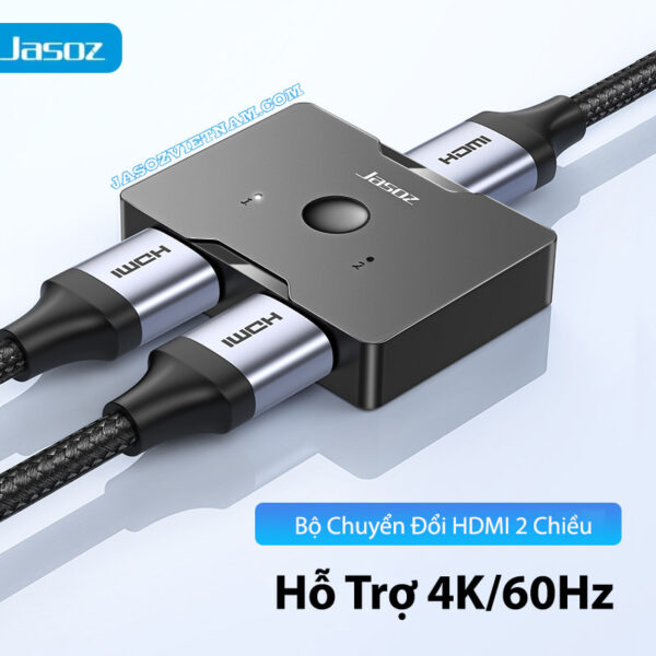 G128 Bộ chia HDMI 1 ra 2 và 2 vào 1 Jasoz T-G147 hỗ trợ 4K@60Hz, 3D, HDCP 2.0, hoạt động 2 chiều
