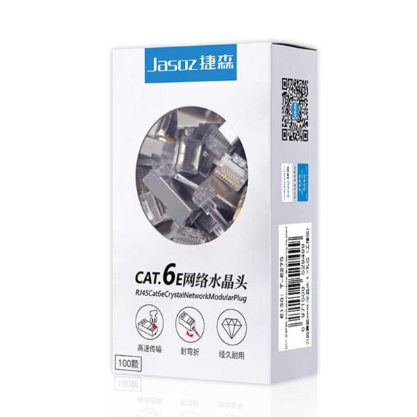 Hộp 100 hạt mạng RJ45 CAT6 bọc inox mạ vàng 6U Jasoz T-E275 chính hãng