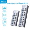 Hub chia USB 3.0 Jasoz T-F164 và T-F165 – Bộ chia 7 cổng và 10 cổng, tốc độ 5Gbps, vỏ hợp kim nhôm