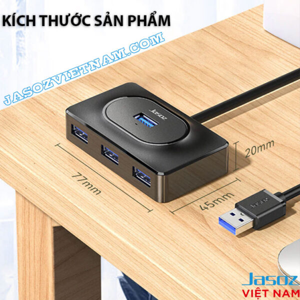 Hub Chia Cổng USB Sang 4 Cổng 3.0 Cao Cấp Jasoz F110 7 Kích thước Hub USB 3.0 Jasoz F110 nhỏ gọn 77x45x20mm, thiết kế tiện lợi