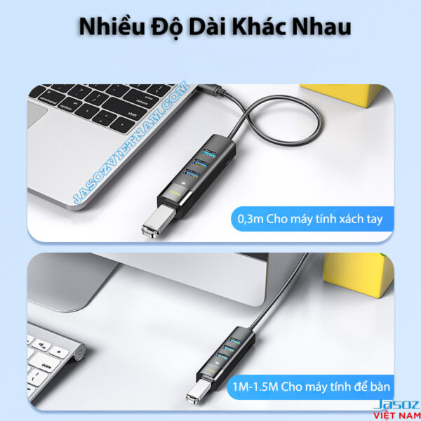 Hub USB 3.0 Jasoz F116 nhiều độ dài khác nhau T-F144 0.3M, T-F146 1M, T-F148 1.5M – tốc độ 5Gbps, chipset GL3510