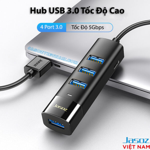 Hub USB 3.0 Jasoz F116 4 cổng tốc độ 5Gbps, chipset GL3510, nguồn phụ DC5V, các SKU T-F144 0.3M, T-F146 1M, T-F148 1.5M