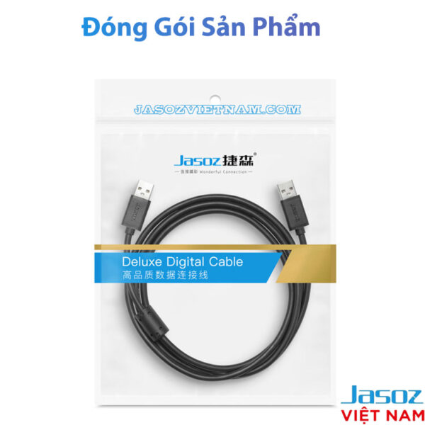 Jasoz D107 Cáp USB 2.0 Hai Đầu Đực Male To Male 10 Đóng gói sản phẩm cáp USB 2.0 hai đầu đực Jasoz D107 T-D127 1.5M, T-D144 3M – Bao bì chính hãng