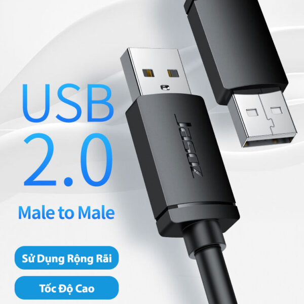 Jasoz D107 Cáp USB 2.0 Hai Đầu Đực Male To Male 2 Cáp USB 2.0 hai đầu đực Male to Male Jasoz D107 T-D127 1.5M, T-D144 3M – tốc độ 480Mbps, bền bỉ