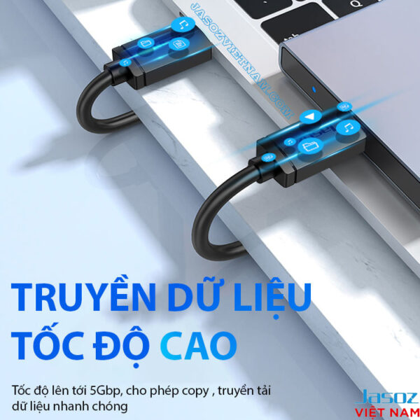 Cáp USB 3.0 Hai Đầu Dương Tốc Độ 5Gbps Jasoz D118 7 Cáp USB 2.0 Male to Male Jasoz D107 T-D127 1.5M, T-D144 3M – Truyền dữ liệu tốc độ cao 480Mbps