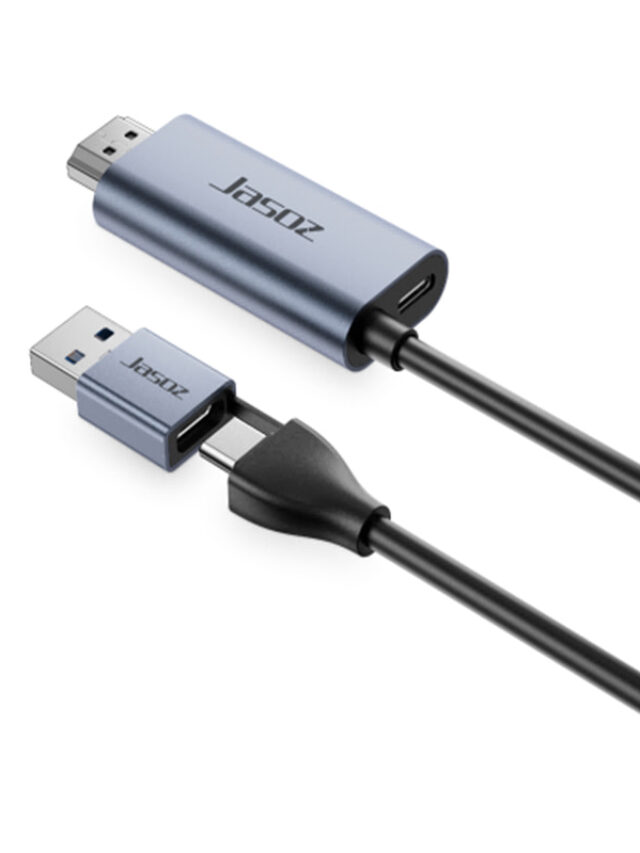 Jasoz T-G193 Cáp Ghi Hình Live Stream Video Capture Card Dài 2M USB A + Type C To HDMI PD 100W