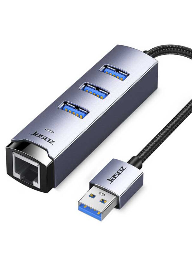 Jasoz T-F136 Bộ Chuyển USB Sang LAN 1Gbps Kèm 3 Cổng USB 3.0 Vỏ Nhôm