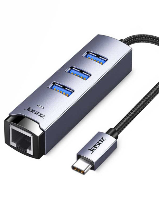 Jasoz T-F137 Bộ Chuyển USB-C Sang LAN 1Gbps Kèm 3 Cổng USB 3.0 Vỏ Nhôm