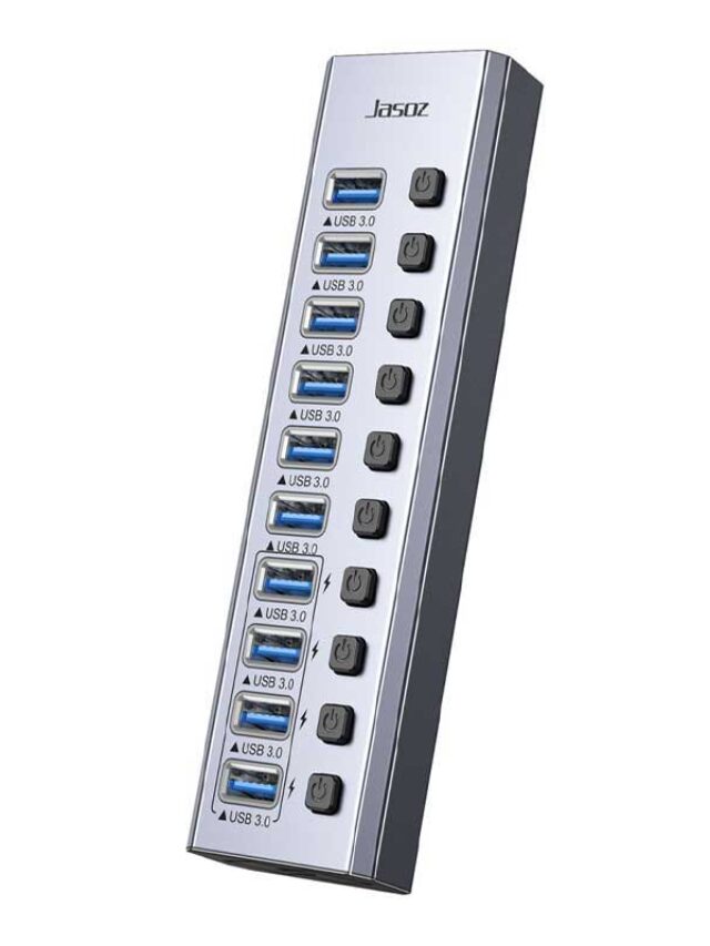 F118  Bộ Chia Cổng USB 3.0 Sang 7 Cổng Có Công Tắc Kèm Nguồn Phụ 12V2A Jasoz T-F164 ( Có Thể Sạc Được )