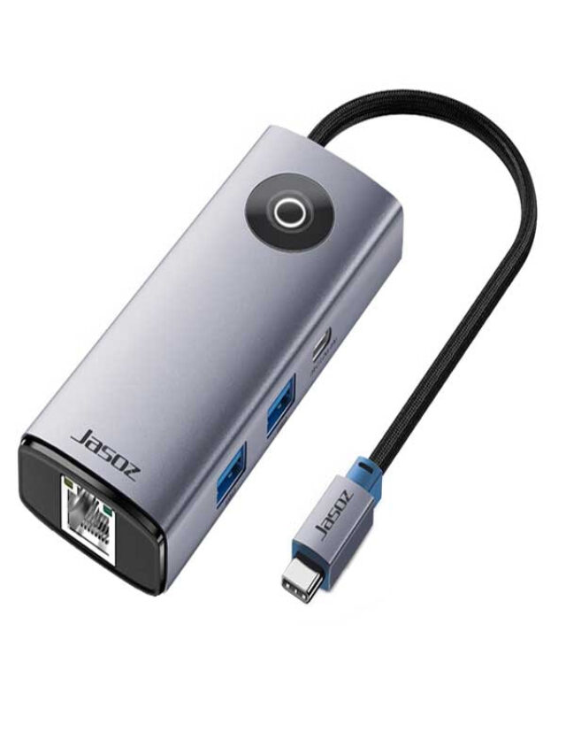 Jasoz T-H111 Hub USB-C 6-in-1 Hỗ Trợ HDMI + USB 3.0 +USB Type C 3.0+ RJ45 +PD100W