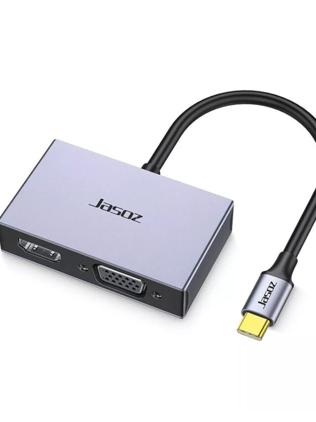 Jasoz T-H107 Bộ Chuyển USB-C 4 Trong 1 Hỗ Trợ HDMI + VGA + USB 3.0+ PD 100W