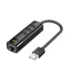 Bộ Chuyển USB To LAN 100Mbps Kèm 3 Cổng USB 2.0 Jasoz T-F116 Vỏ ABS Đen