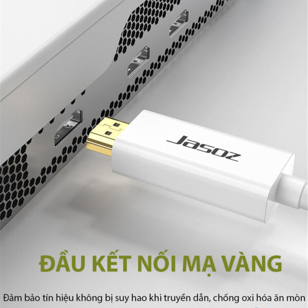 Cáp Mini DisplayPort to HDMI Dài 1.5M Jasoz G108 T-G110 3 Cáp Mini DisplayPort to HDMI Jasoz G108 – đầu HDMI mạ vàng, hỗ trợ Full HD 1080p, âm thanh LPCM, các SKU T-G110 1.5M, T-G111 2M, T-G112 3M
