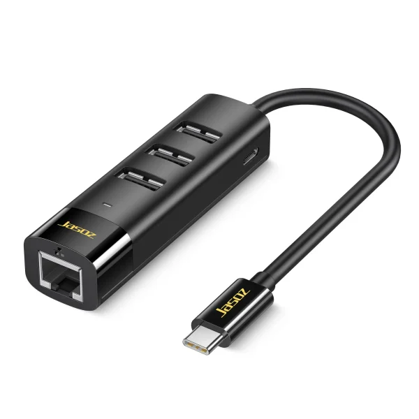 Cáp USB-C sang LAN 100Mbps kèm 3 cổng USB 2.0 Jasoz T-F115 chính hãng